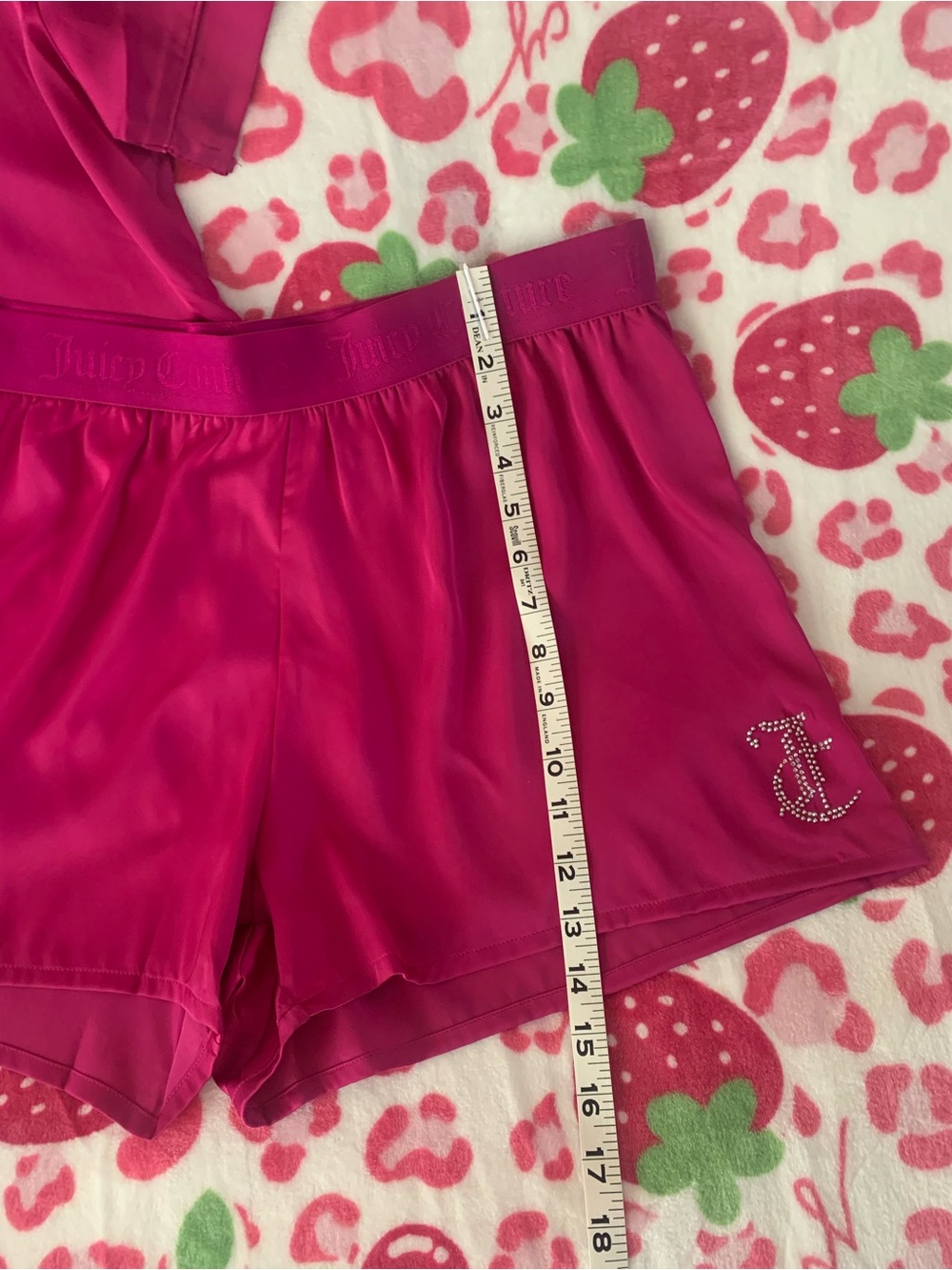 Juicy Couture Silky Satin Bling Pajama Set Raspberry Rave Large NWT - Picture 12 of 15